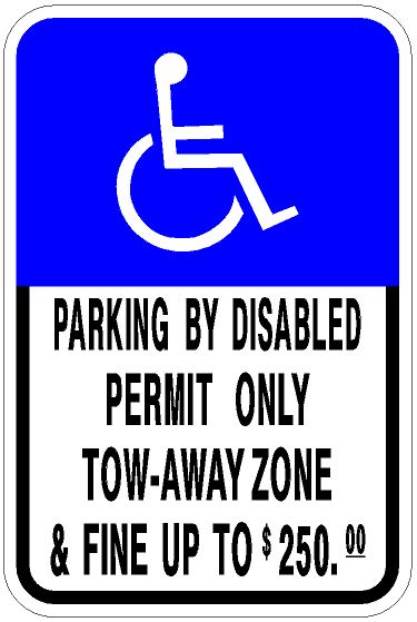 HANDICAP WITH FINE, STANDARD PARKING SIGN FTP-20-04 12x18