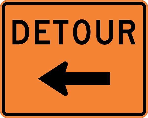 Detour High Intensity Prismatic Temporary Warning Sign M4-9 (L&R) 30x24