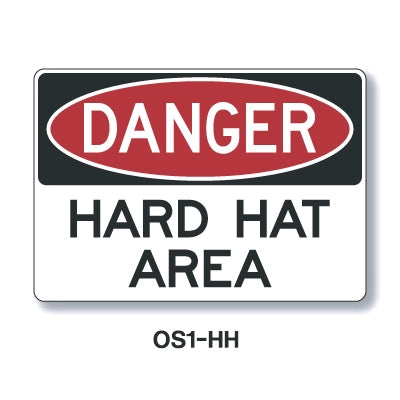 DANGER HARD HAT AREA SIGN, 18" X 24" OS1-HH 18